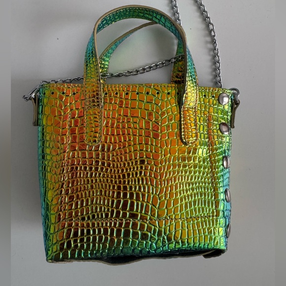 Iridescent Croc-Embossed Handbag - Picture 2 of 5